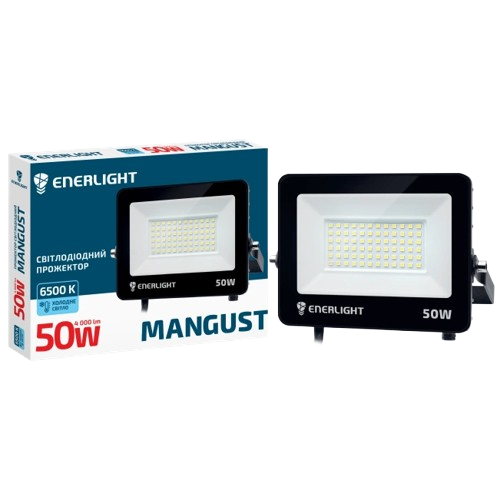 Прожектор світлодіодний Enerlight MANGUST 50 Вт IP65 4000Lm 6500К Чорний (29079669)