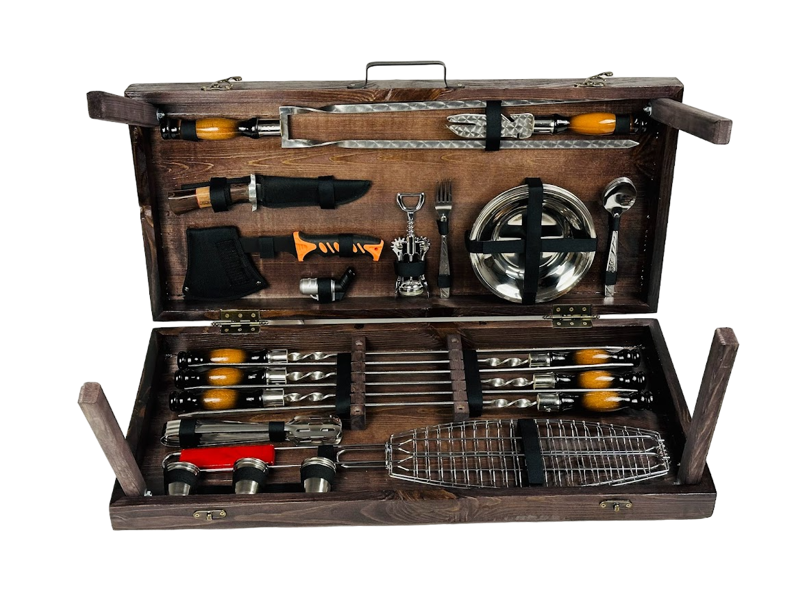 Набор шампуров подарочный Grill Master в деревянном кейсе на 38 предметов (106-10-KS-7508)