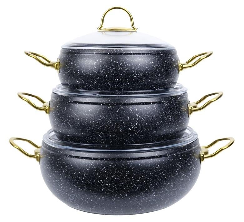Набор посуды Edenberg 6 предметов с мраморным антипригарным покрытием Черный (EB-12943) Набор посуды Edenberg 6 предметов с мраморным антипригарным покрытием Черный (EB-12943)