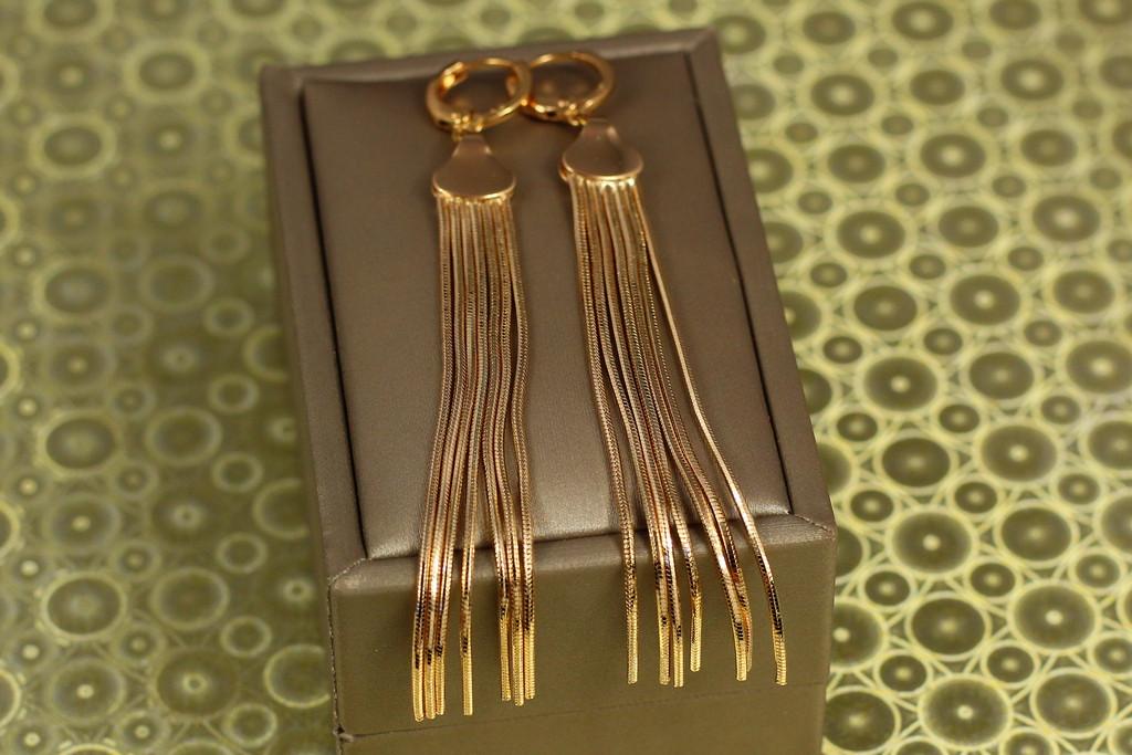 Серьги подвески Xuping Jewelry Семь блестящих лучей 8,5 см Золотистый (2190441224)
