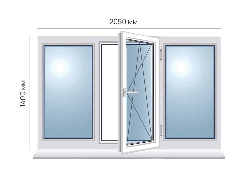 Окно металлопластиковое Framex трехстворчатое поворотно-откидное энергосберегающее правое 2050х1400 мм Белый (ПО2050-1400П) - фото 2