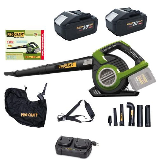 Пилосос-повітродувка ProCraft VB20 с 2 АКБ на 8 Аг та ЗП