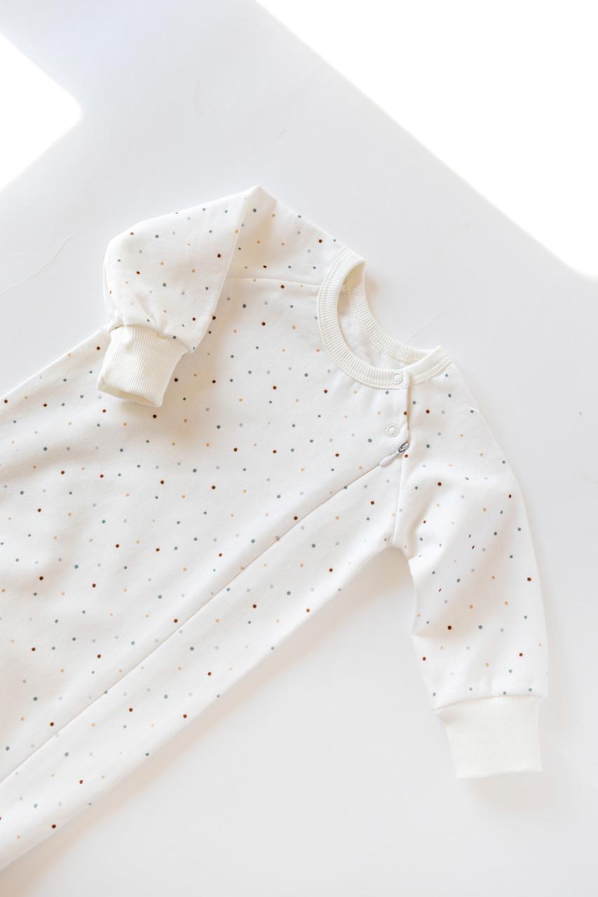 Ромпер для малюка на блискавці Горошок двонитка з начосом 68 см (2749343201) - фото 2 Ромпер для малюка на блискавці Горошок двонитка з начосом 68 см (2749343201) - фото 2