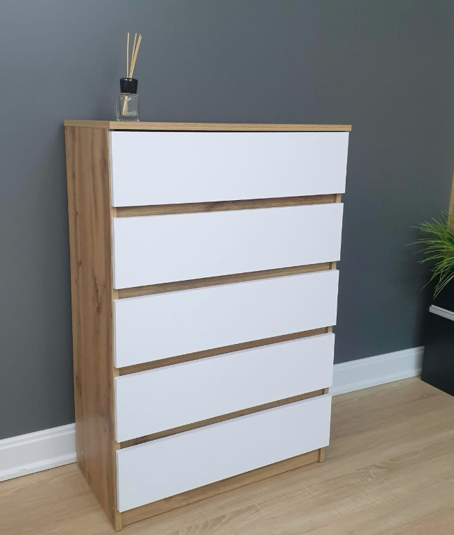 Комод на 5 ящиков без ручек Sofi 700х370х1050 мм Дуб Аппалачи/Белый