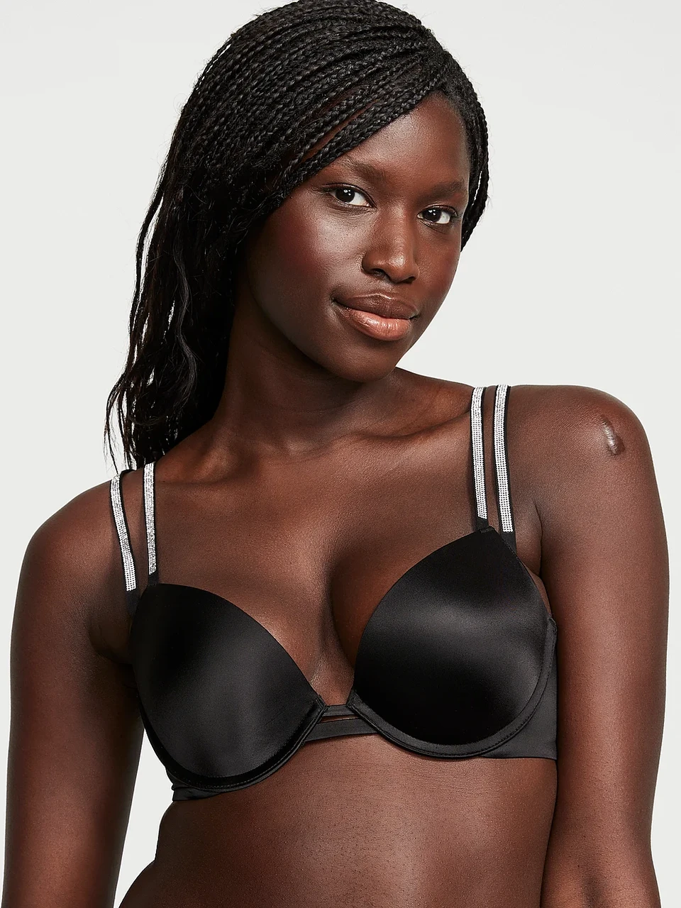 Бюстгальтер Victoria's Secret Double Shine Strap Push-Up Bra 75C Чорний (26711578)