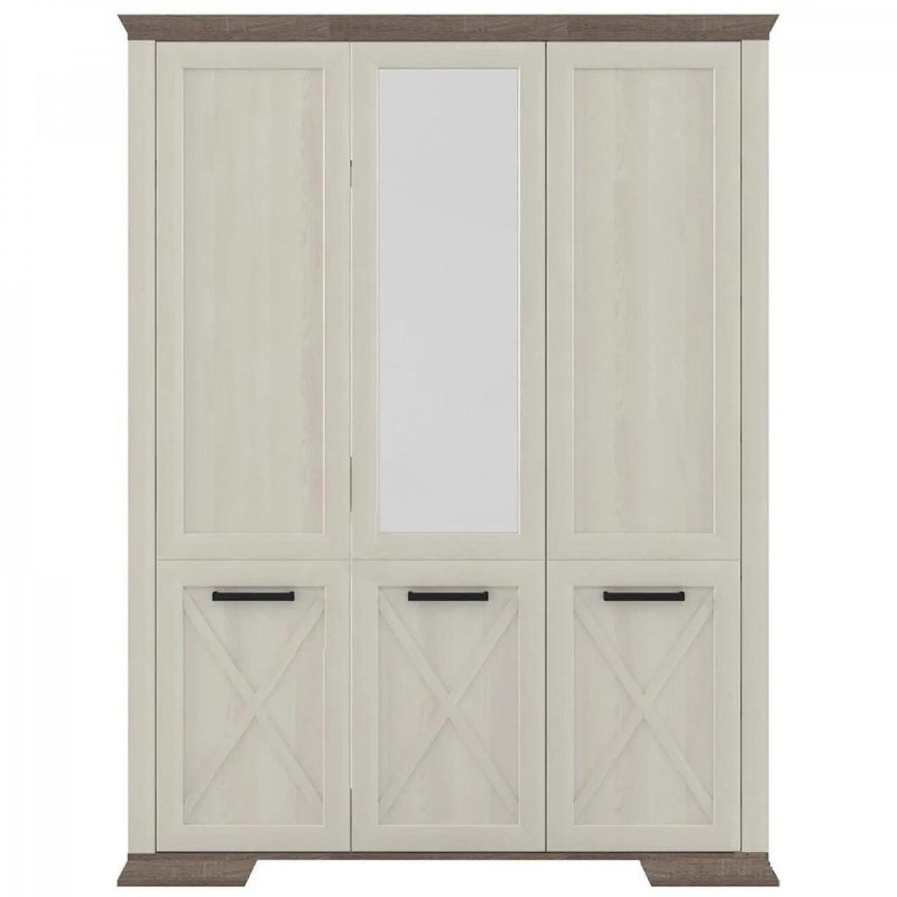 Шкаф трехдверный с зеркалом Гербор Марсель SZF3D Ясень снежный/Дуб сонома трюфель (GRB-1434)