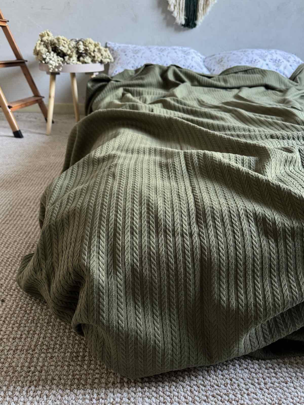 Покривало бавовняне ZEINTEX Косичка 200х230 см Хакі (24671738)