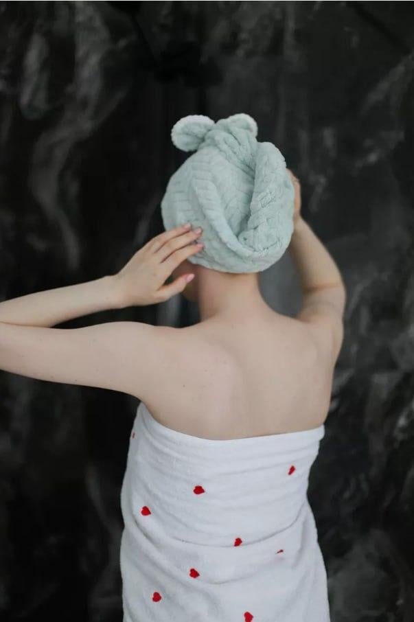 Полотенце-шапка для волос из микрофибры Мятный (2256728428) - фото 4