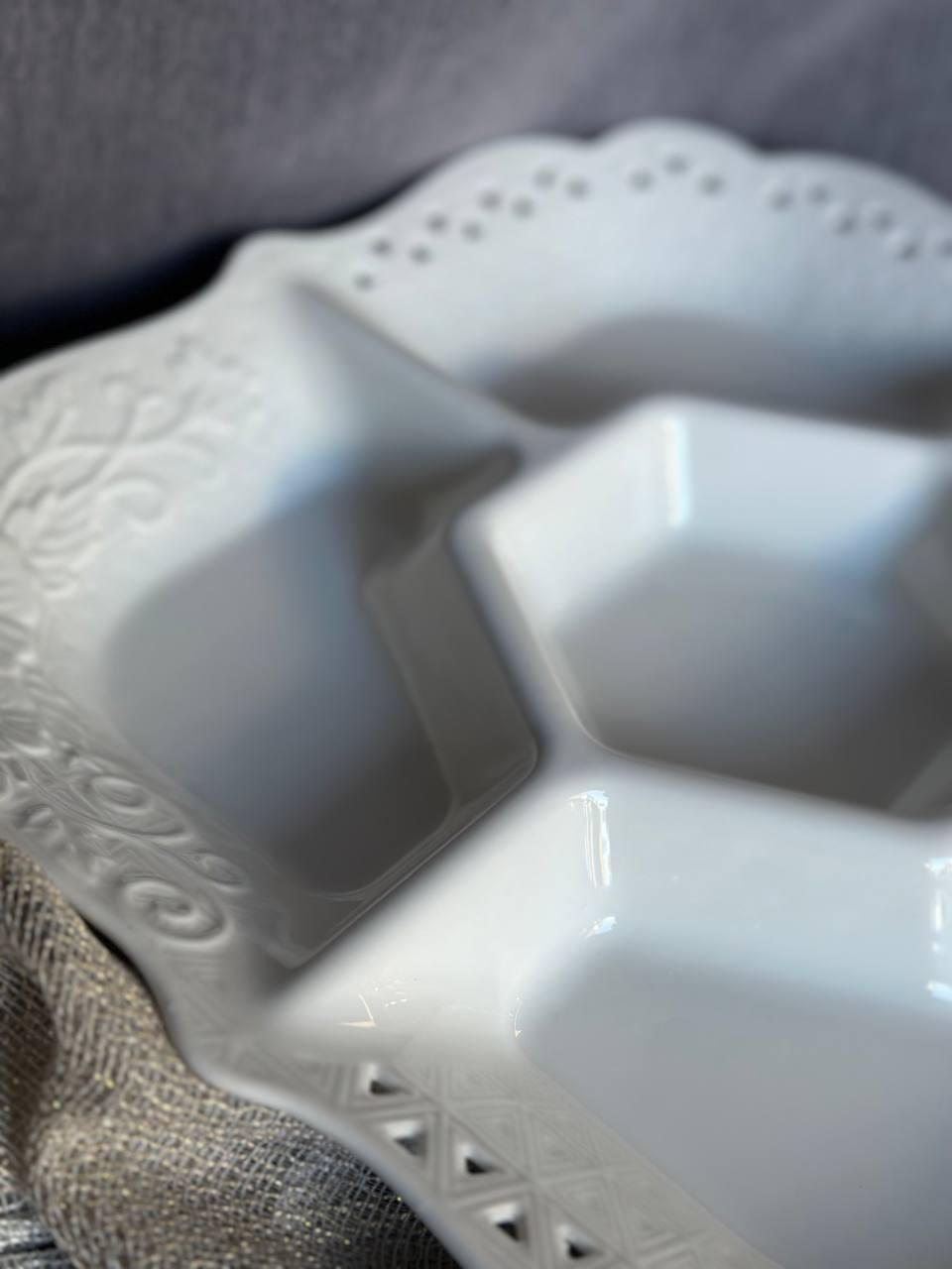 Менажниця TS Kitchen керамічна 32 см 5 секцій Білий (24628203) - фото 4 Менажниця TS Kitchen керамічна 32 см 5 секцій Білий (24628203) - фото 4