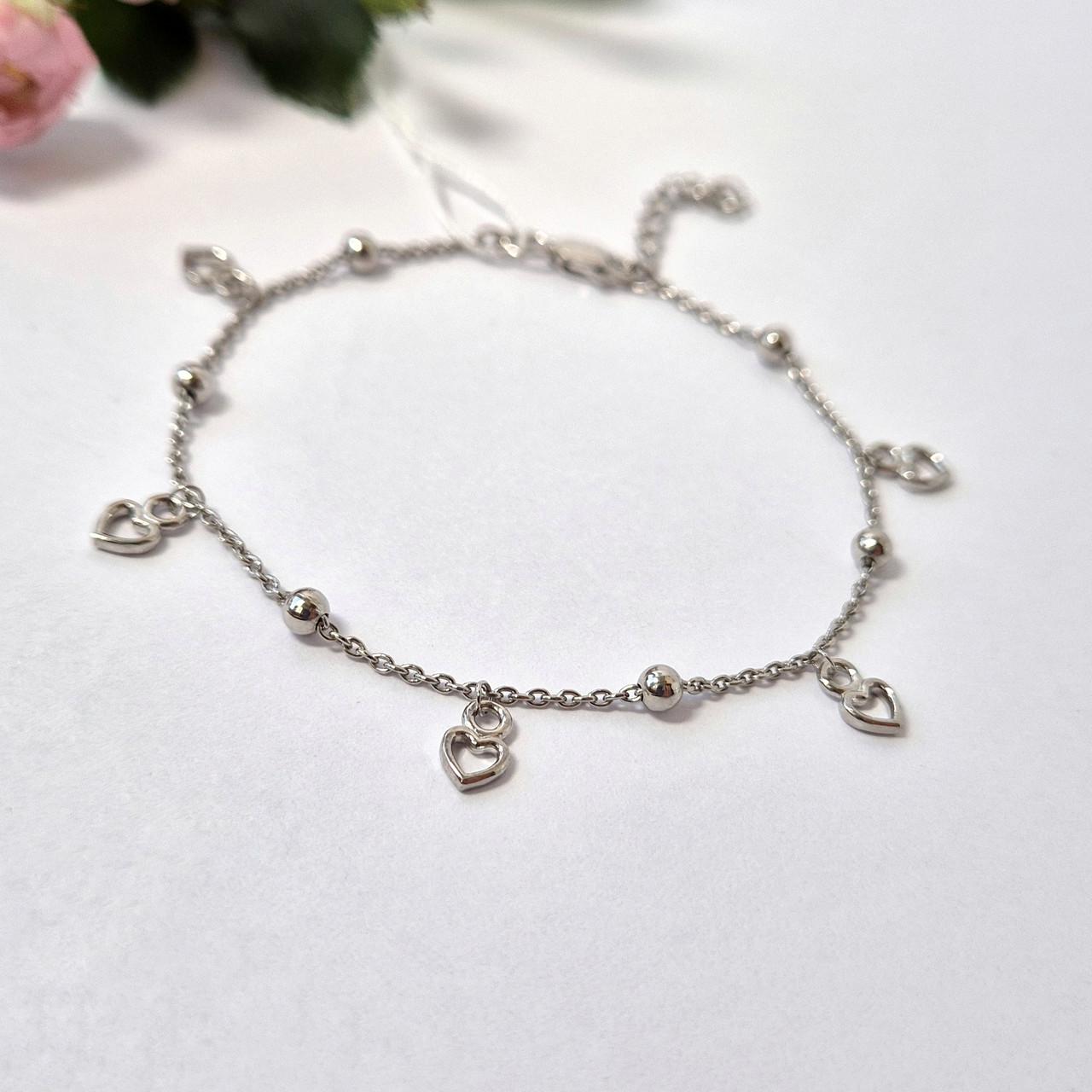 Браслет на руку Сердце без камней с подвесками из серебра 16-19 см 925 пробы 2,24 г (75300) Браслет на руку Сердце без камней с подвесками из серебра 16-19 см 925 пробы 2,24 г (75300)