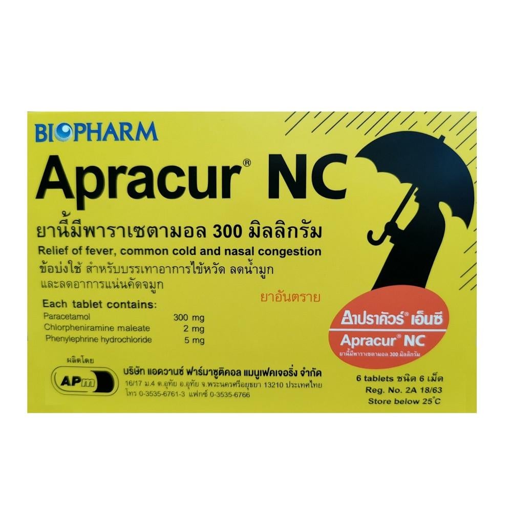 Таблетки від температури/грипу/застуди BioPharm Apracur 6 шт. (8859441343304)