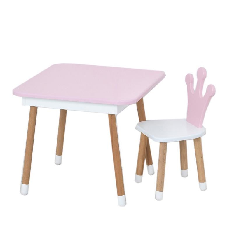 Детский стол со стулом с ящиком Bambi комбинированный 60х60х53 см Белый/Розовый (KL-154-R-41)