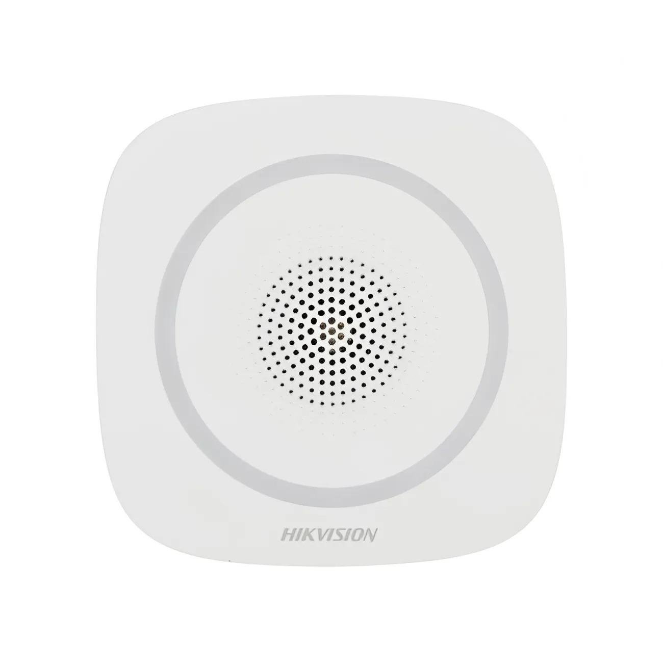 Охранная сирена внутренняя беспроводная Hikvision DS-PS1-I-WE-Red 3хCR123A 90-110 дБ Красная подсветка Белый (26075329)