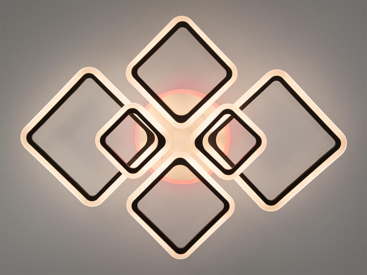 Люстра LED для зала с пультом A8160-6BK-LS 115W на 16 м2 Черный (2603432502) - фото 1