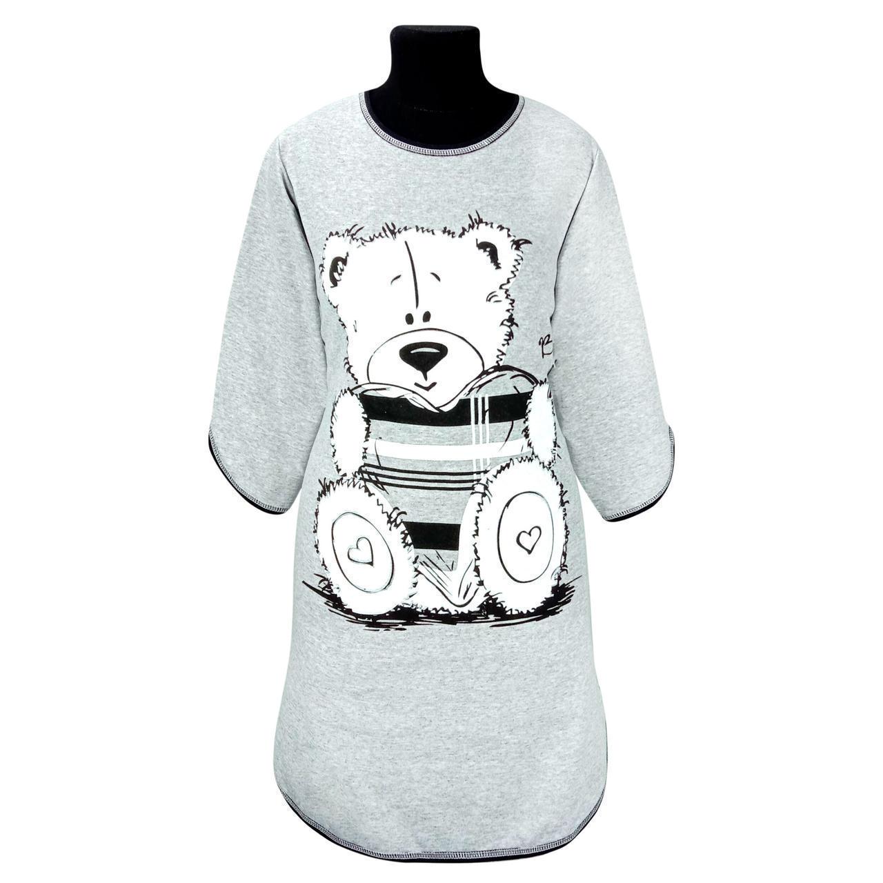 Туніка жіноча з начосом 062 Ведмедик р. 64/66 Сірий (1773559270) - фото 1