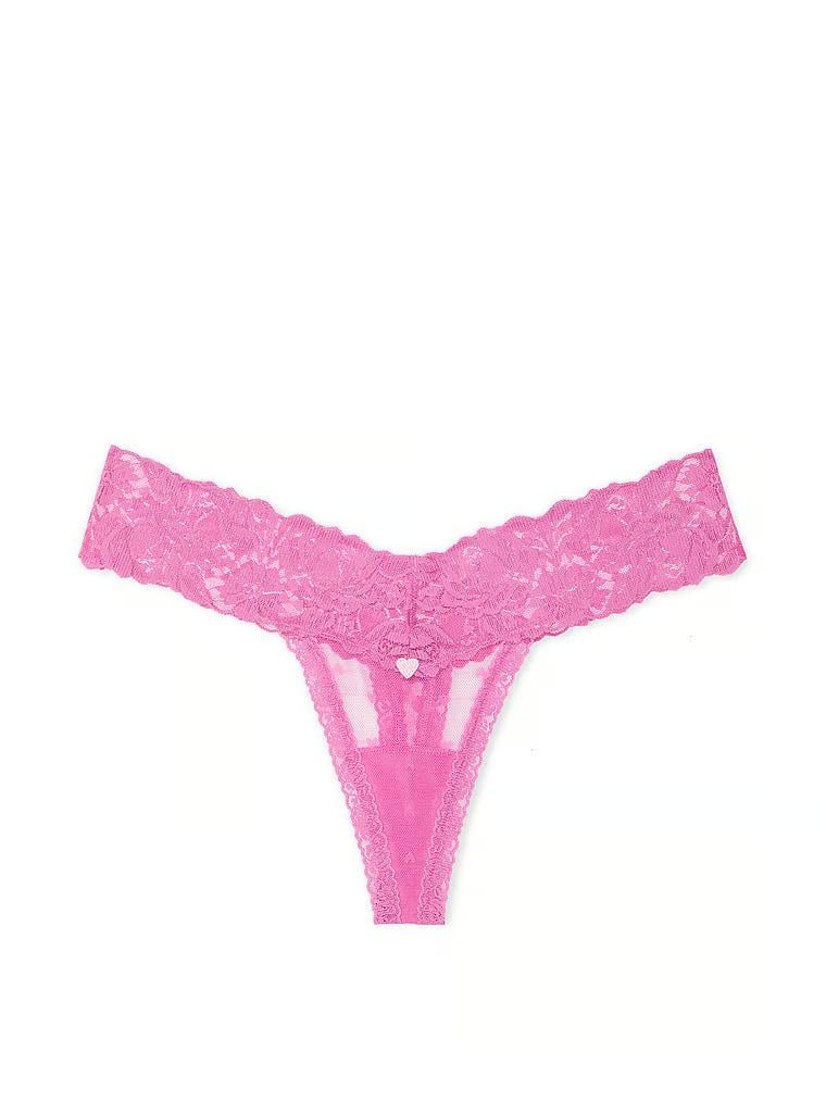 Трусики стринги Victoria's Secret Lace Heart Blooms Thong Panty M Розовый (26986973)