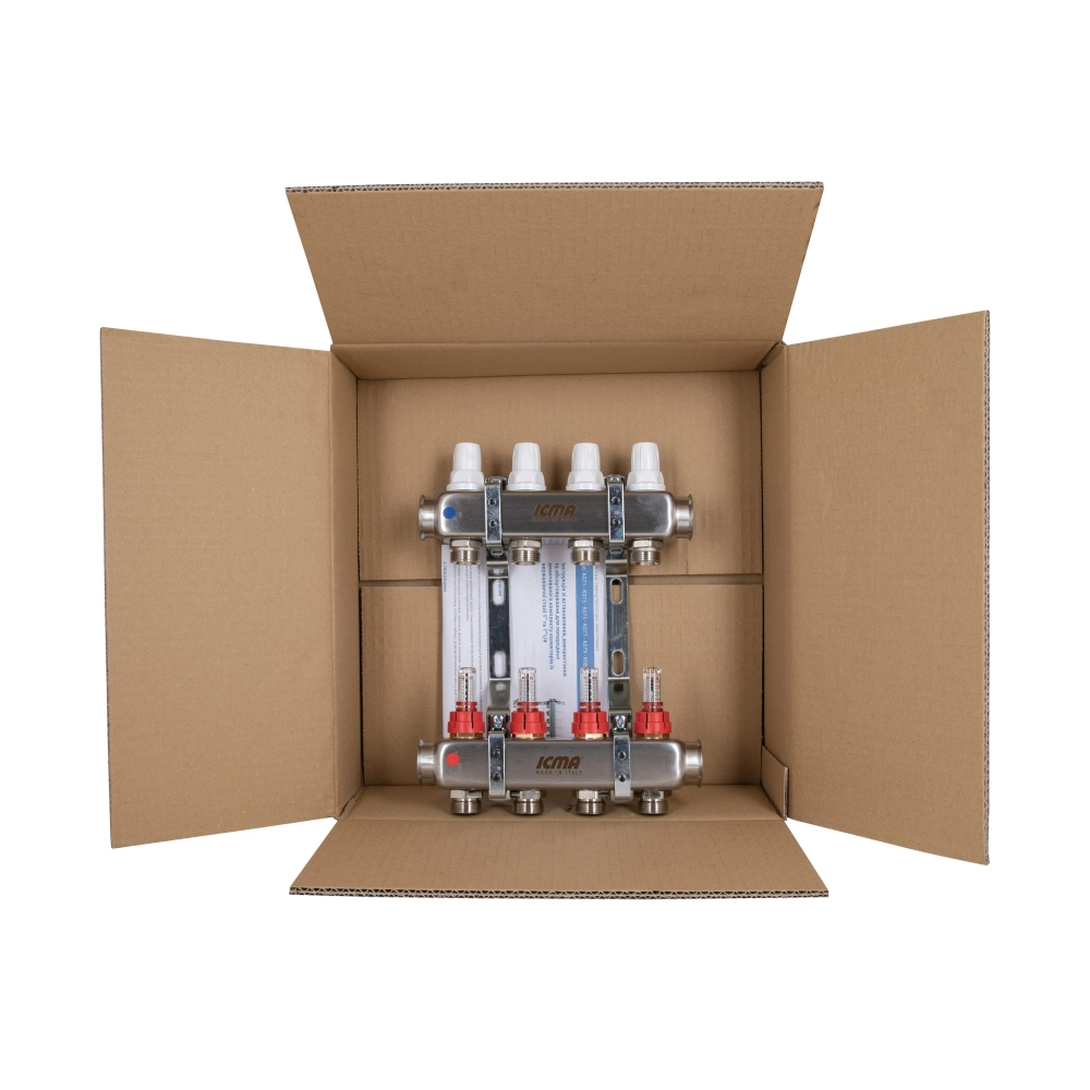 Коллектор ICMA №К073 из нержавеющей стали распределительный с расходомером 1" 4 выхода (SD00053337) - фото 9