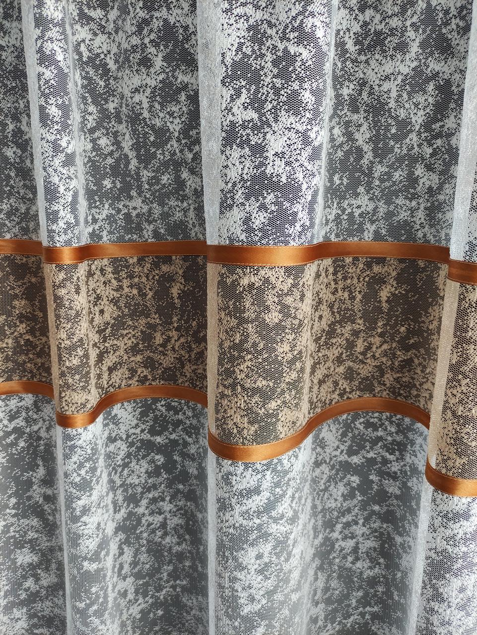 Занавески на окно 280х165 см Белый с бежевым (мрп-01) - фото 2 Занавески на окно 280х165 см Белый с бежевым (мрп-01) - фото 2