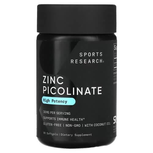 Цинк Sports Research Zinc Picolinate 30 мг 90 softgels (SRE-09194)