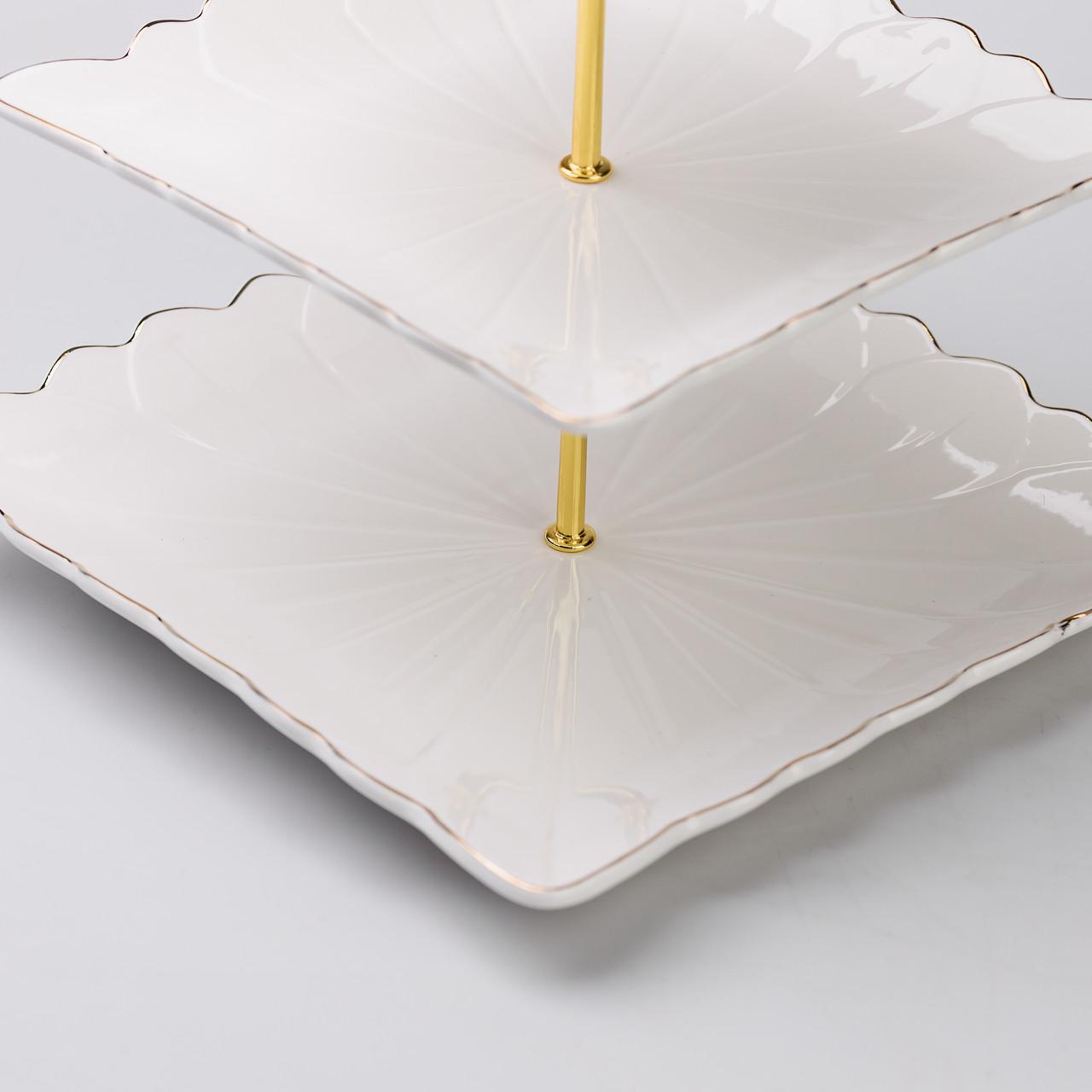 Етажерка для фруктів та десертів 3-ярусна квадратна Білий - фото 7 Етажерка для фруктів та десертів 3-ярусна квадратна Білий - фото 7