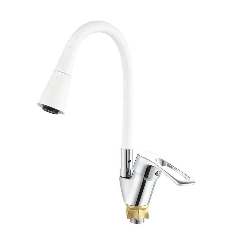 Смеситель для кухни с силиконовым изливом Zerix YUT 181 Reflector White (ZX5985)