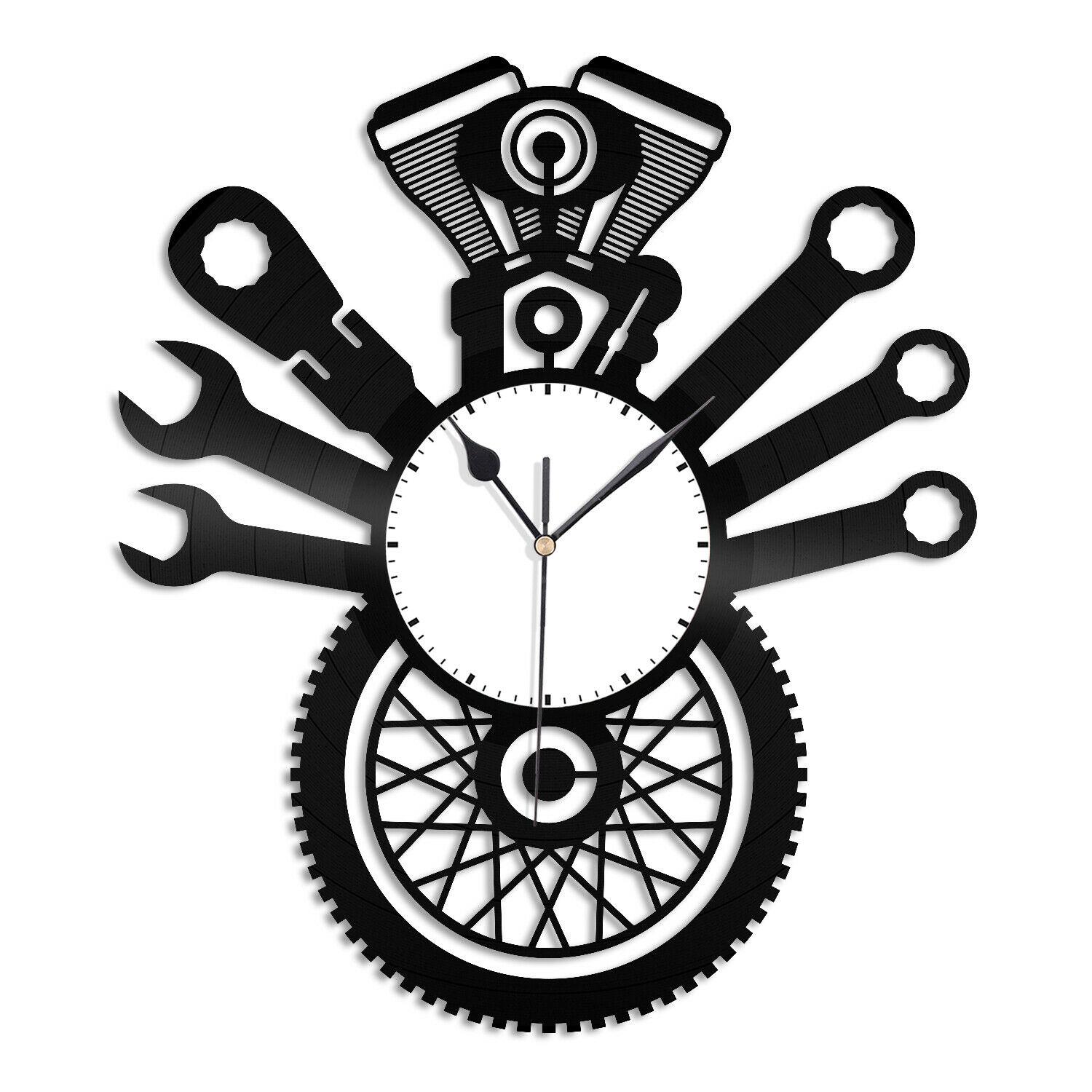 Часы настенные Мото сервис 1844 из виниловой пластинки