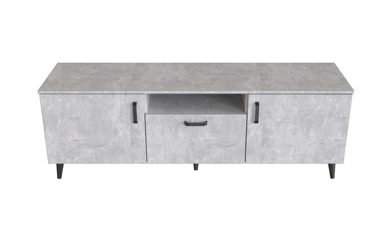 Тумба на конусных ножках Ferrum-decor Лестер металл/ДСП 16 мм 48x139x38 см Черный/Бетон (FRD-106801)