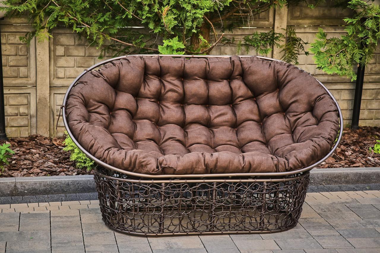 Диван садовий Мамасет плетений з техноротангу на металевому каркасі 150 см Коричневий (CNT00013124)