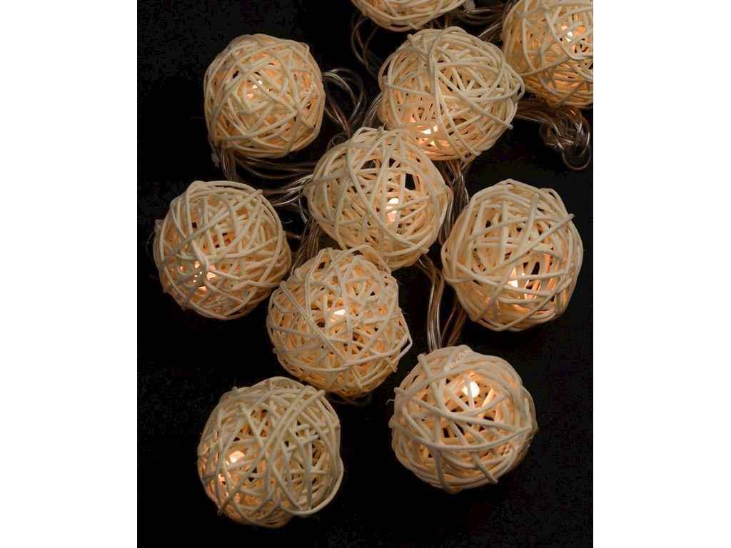 Гірлянда Кульки ротангові білі 12LED 4 м Теплий білий (13515-07)