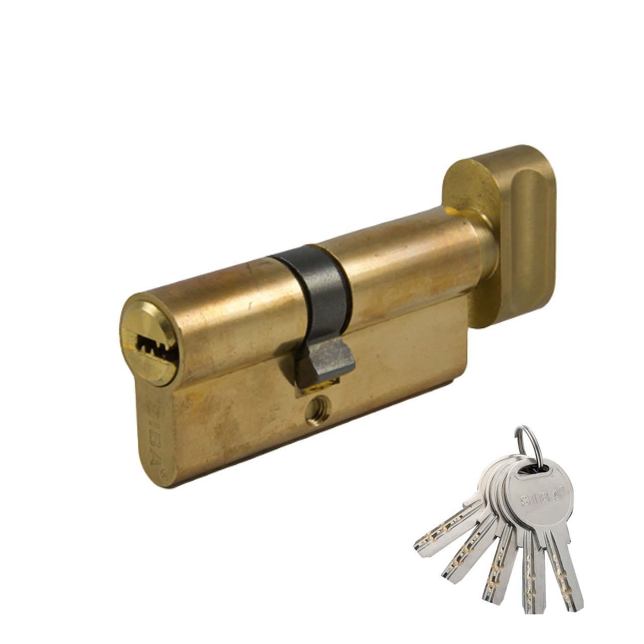 Цилиндр дверной Siba перфорированный ключ-тумблер 90 мм 45х45Т Матовая латунь (40.10.40/BT) - фото 1