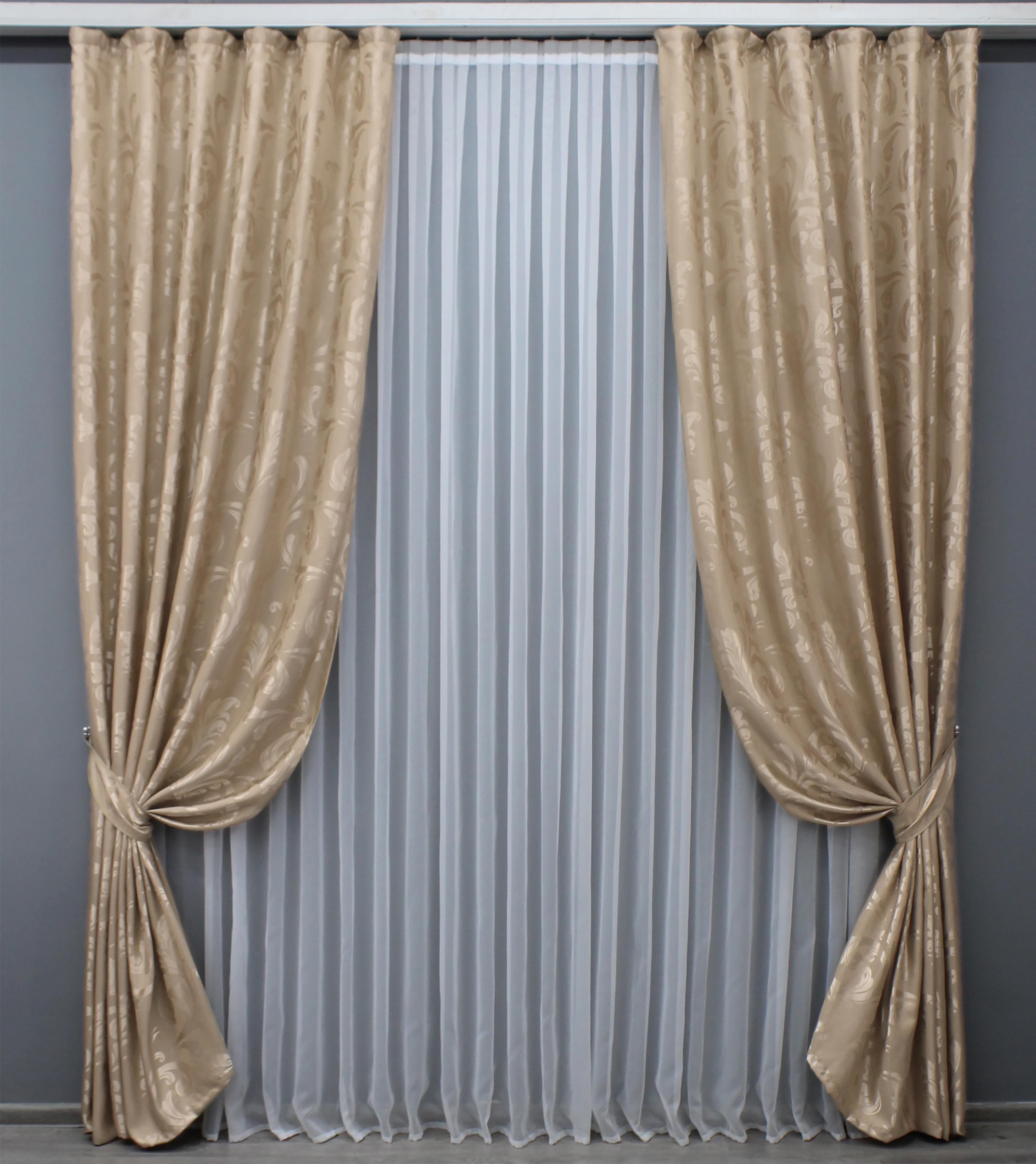 Комплект штор VR-Textil Лилия № 1525ш 100х270 см 2 шт. Бежевый (31-782)