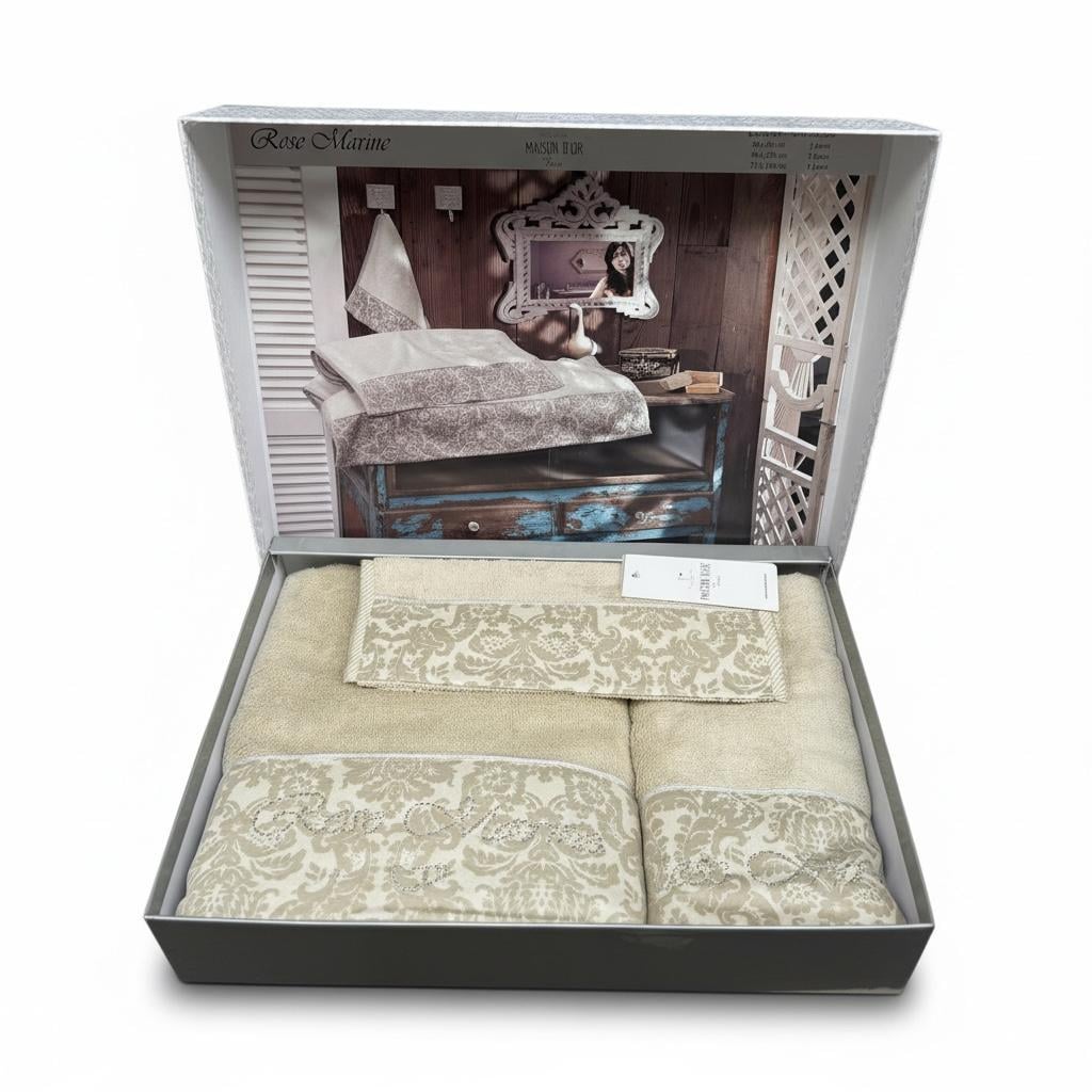 Набор полотенец Maison D'or Rose Marine 30x50/50x100/75x140 см Beige (2000022283789) Набор полотенец Maison D'or Rose Marine 30x50/50x100/75x140 см Beige (2000022283789)