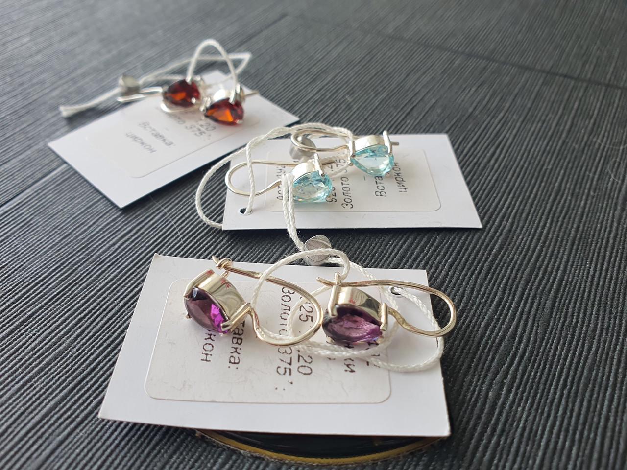 Срібні сережки Ія французька застібка 925 проба Фіолетовий (26943629) - фото 2