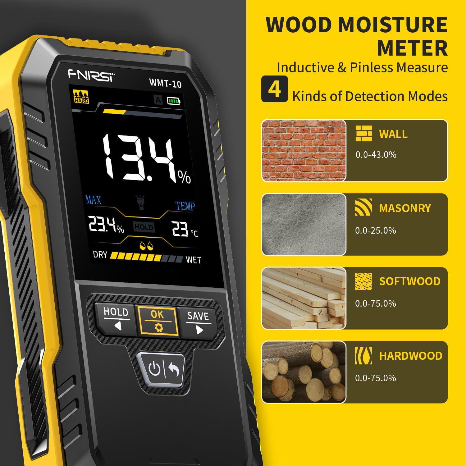 Вимірювач вологості деревини FNIRSI WMT-10 перезаряджається безштифтовий Black (WMT10) - фото 11 Вимірювач вологості деревини FNIRSI WMT-10 перезаряджається безштифтовий Black (WMT10) - фото 11