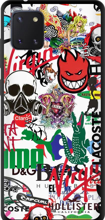 Чехол на Samsung Galaxy Note 10 Lite Many different logos (4022b-1872-42517)
