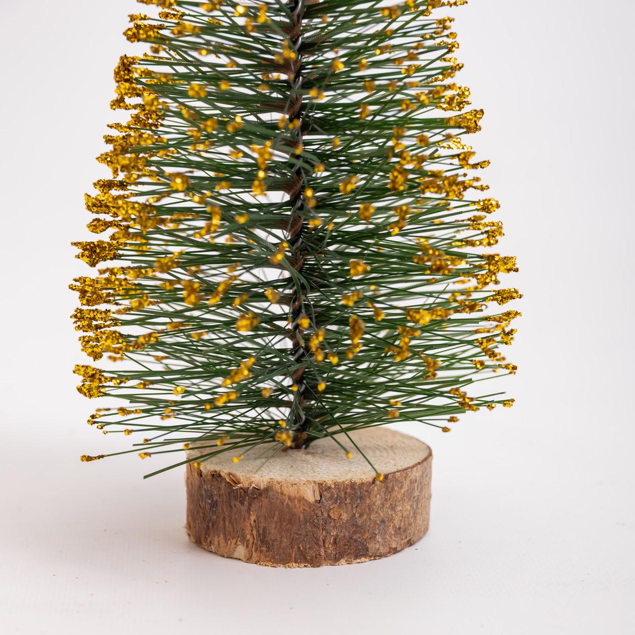 Штучна ялинка настільна Стріла SOK-М-12-4 25 см на дерев'яній підставці Золотий (30123482) - фото 5 Штучна ялинка настільна Стріла SOK-М-12-4 25 см на дерев'яній підставці Золотий (30123482) - фото 5