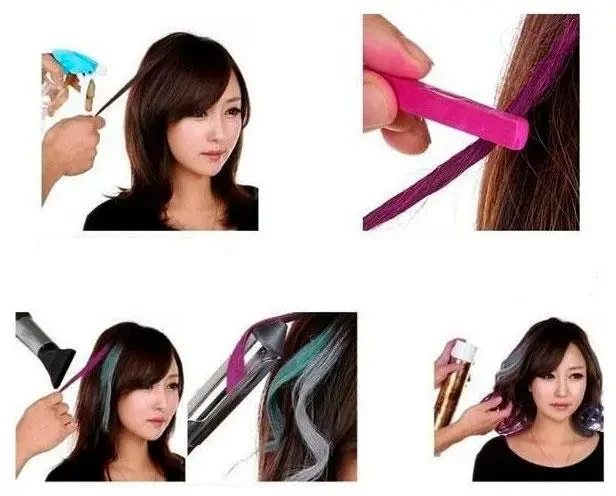 Мел цветной для временного окрашивания волос Hair Chalk 6 цветов (5708) - фото 4