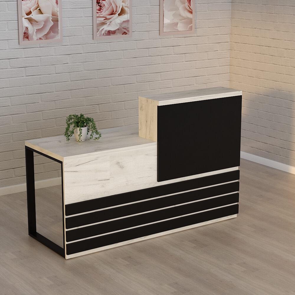 Стійка Гамма стиль ресепшн 5 1600 1600x636x1090 мм Дуб Крафт Білий (23162)