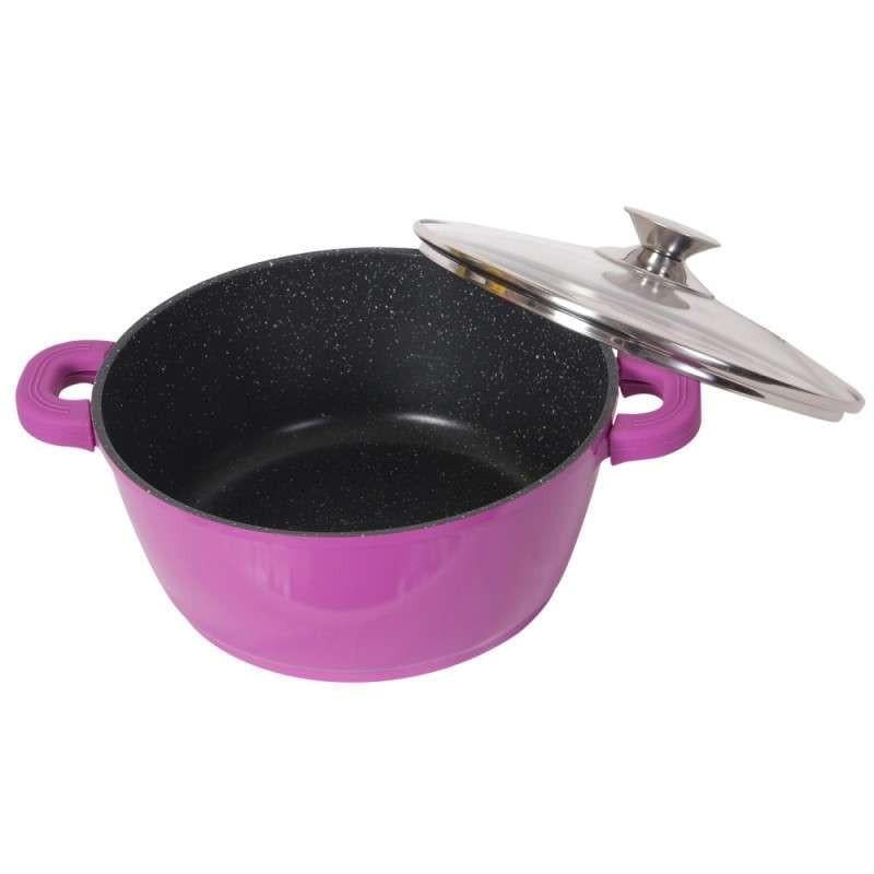 Кастрюля с крышкой Bohmann с антипригарным покрытием 3,9 л Фиолетовый (BH 7324 MRB-PR)