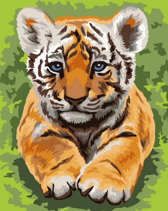 Картина по номерам Strateg Тигрёнок 30x40 см (SV-0016)