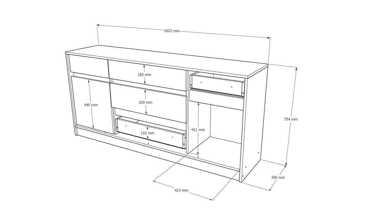 Комод Еверест Стайл-160 160,2х39х75,4 см Кашемир/Бетон (EVR-20740,02) - фото 4 Комод Еверест Стайл-160 160,2х39х75,4 см Кашемир/Бетон (EVR-20740,02) - фото 4
