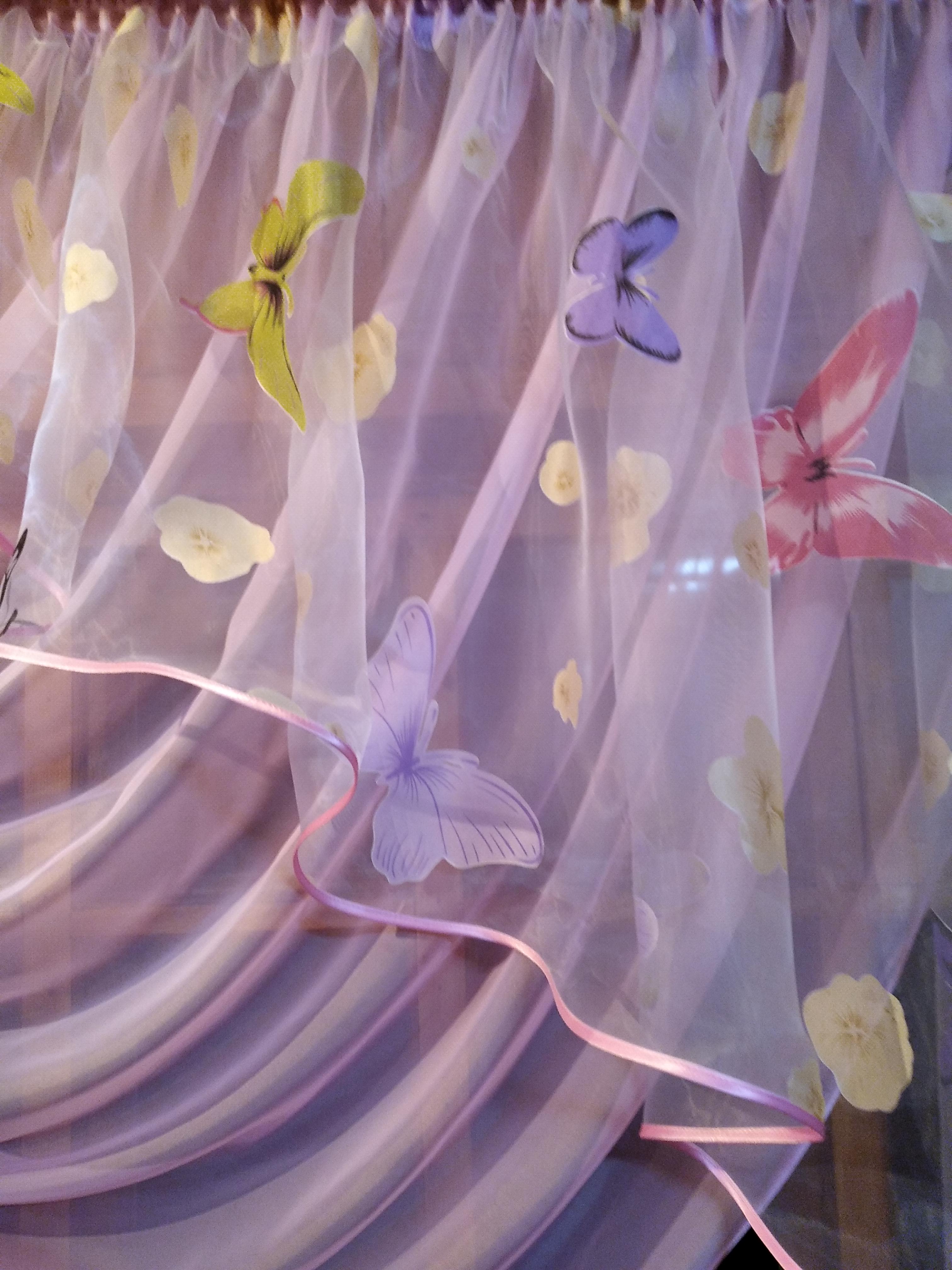 Занавеска готовая Камелия бабочка левая Сиреневый - фото 4
