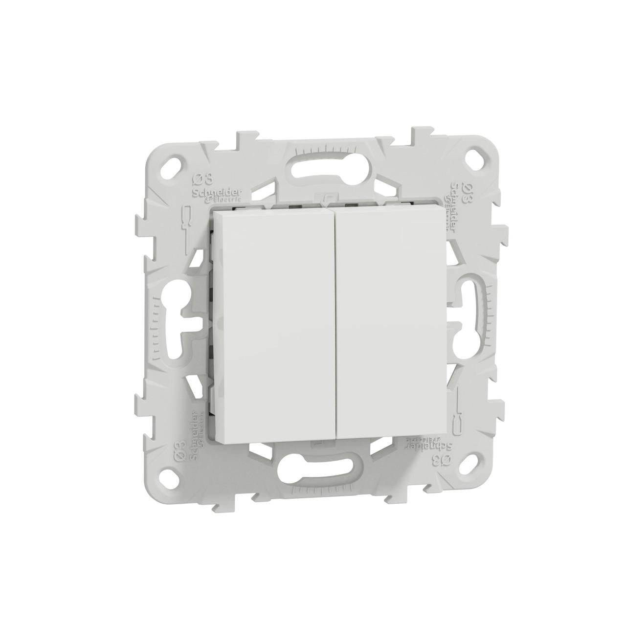 Выключатель Schneider Electric Unica New PC 2-клавишный с подсветкой 74,5х74,5х34,25 мм Белый (NU521318)