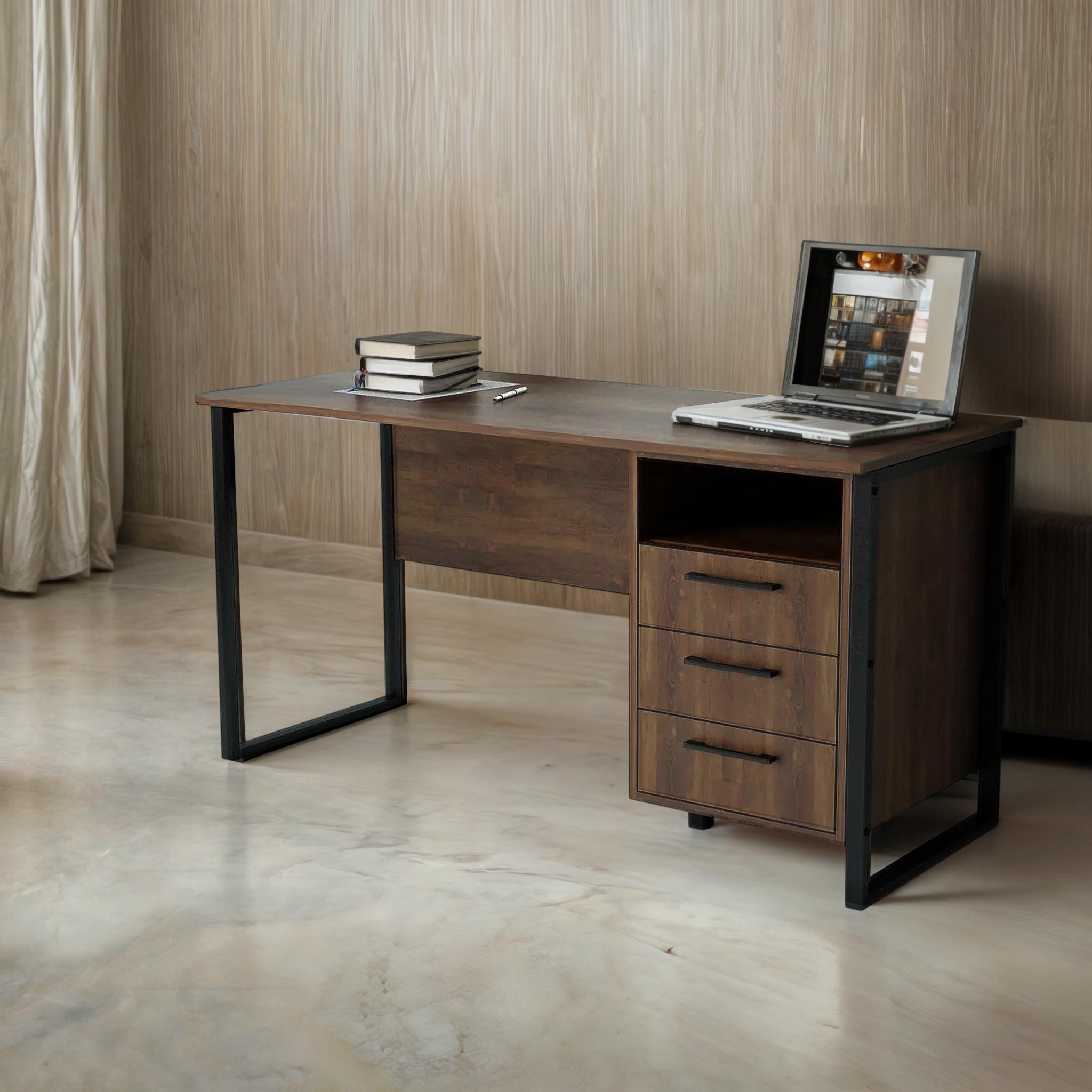 Стіл письмовий Tobi Sho LOFT Volcano СПЛВ/3-1 прямий з 3 шухлядами стільниця 18 мм 1400х600х750 Фаєрвуд