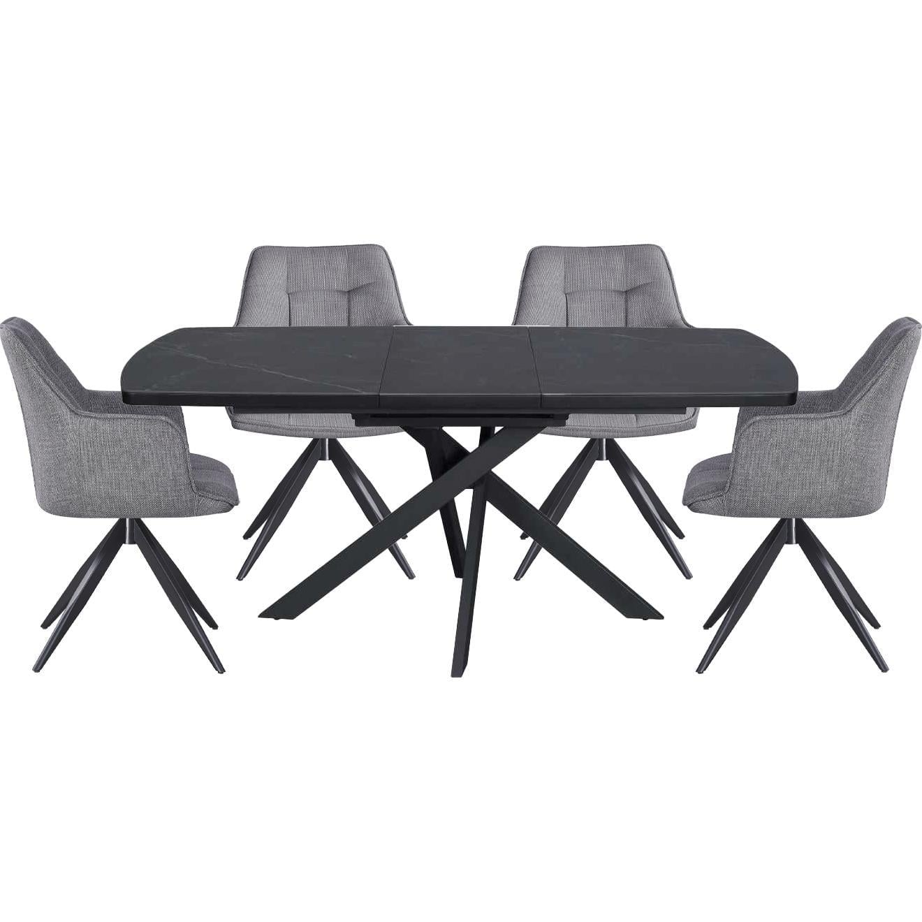 Стол и 4 стула KEVIN+STANLEY 140 см Black marble ceramic (13590_13502)
