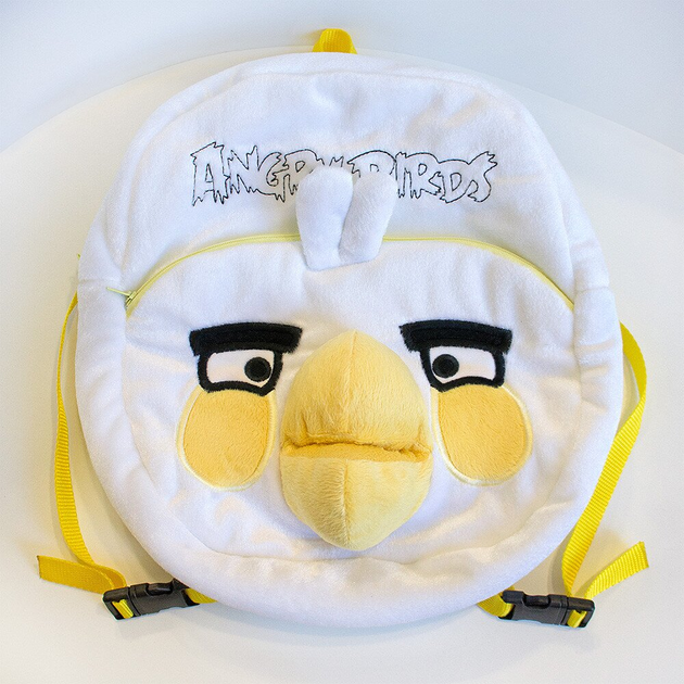 М'яка іграшка-рюкзак Weber Toys WT604 Angry birds птах Матильда з велюру та плюшу 33 см Білий (100-98-WT604) - фото 1