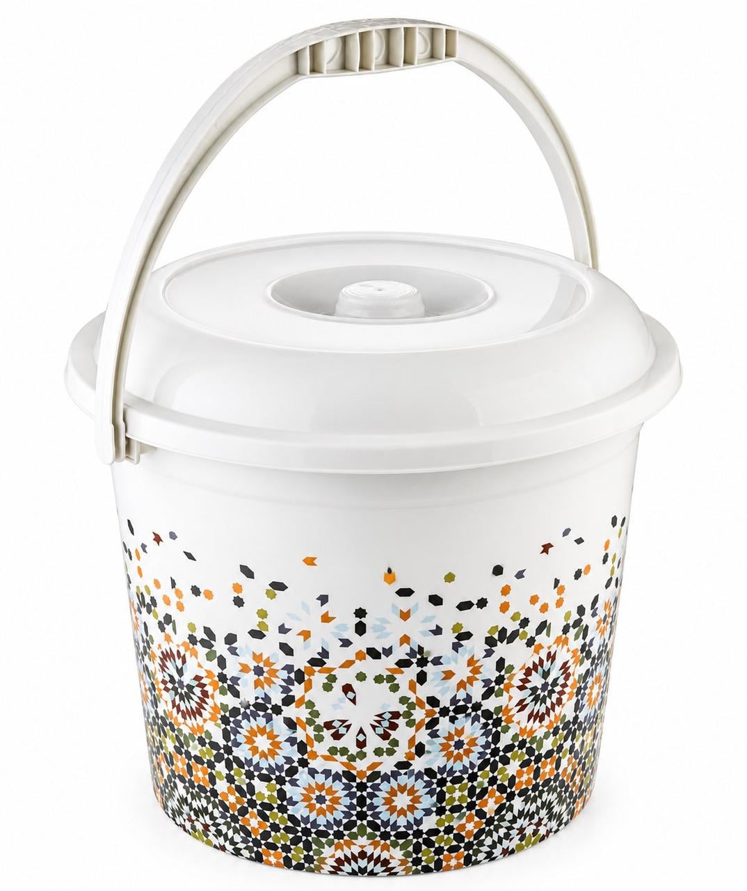 Ведро Elif Plastik с декором мозаика и крышкой 10 л Ø 34x31 см (UR-358) Ведро Elif Plastik с декором мозаика и крышкой 10 л Ø 34x31 см (UR-358)