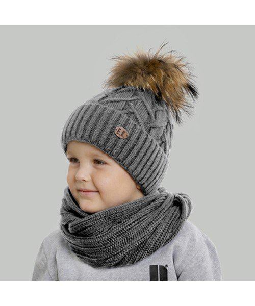 Комплект шапка з шарфом дитячі Elf Маркос р. 56 Темно-сірий (OK001541)