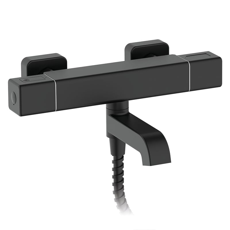 Термостатический смеситель для ванны с коротким изливом KOER KB-47011-05 Черный (KR4721)