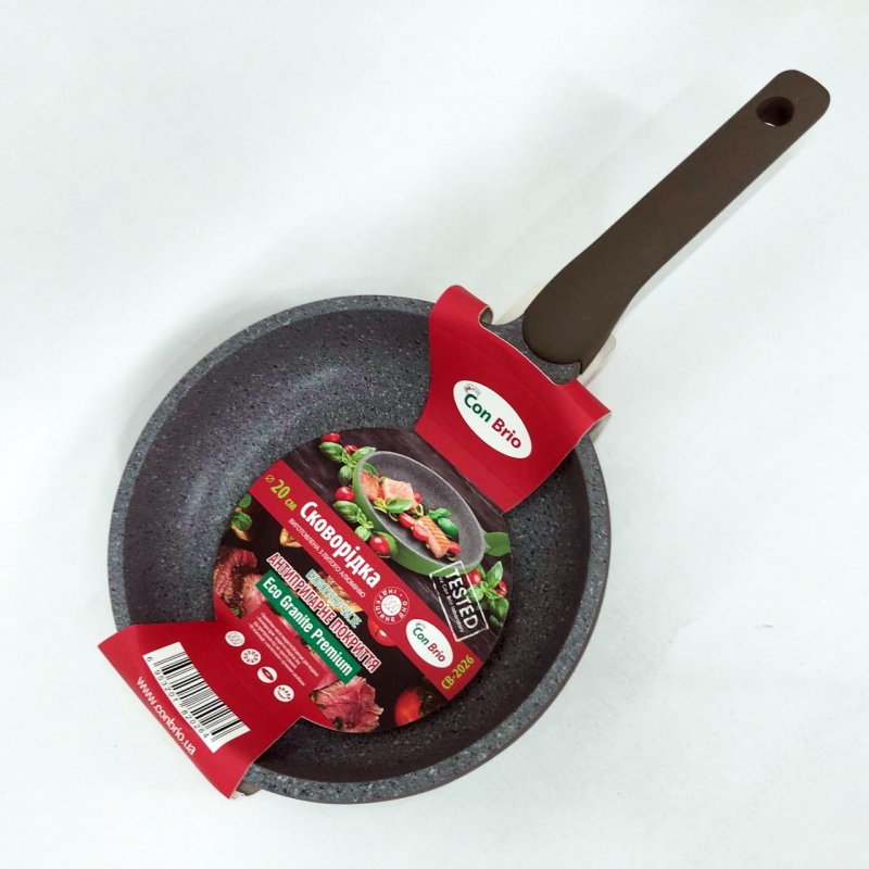 Сковорода Con Brio CB-2026 Eco Granite Premium 20 см Gray (tf5158) - фото 2 Сковорода Con Brio CB-2026 Eco Granite Premium 20 см Gray (tf5158) - фото 2